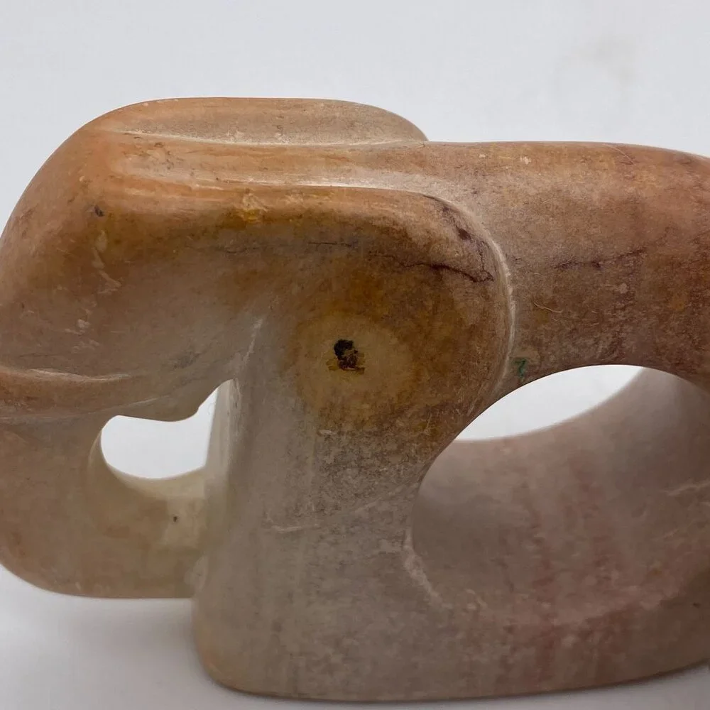 Kenyan Soapstone hand carved Elephant napkin rings set of four tableware dinnerw